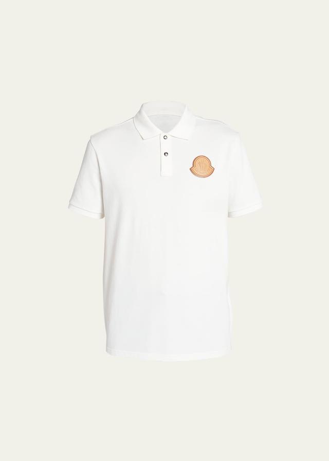 Moncler Leather Logo Patch Cotton Piqu Polo Product Image