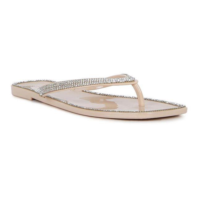 London Rag Golightly Diamante Womens Jelly Flip-Flop Sandals Product Image