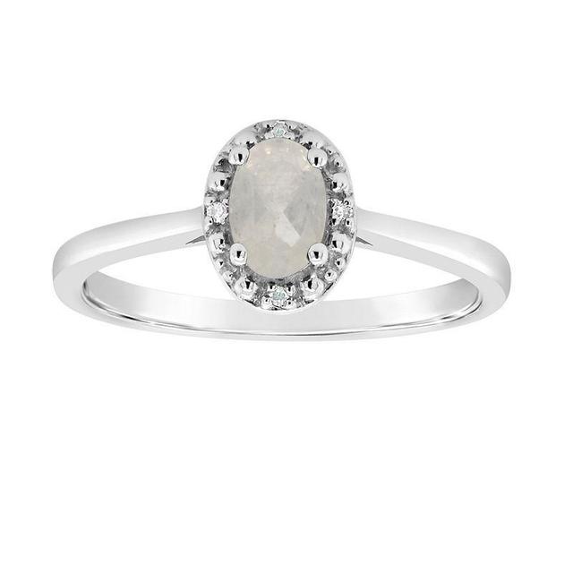 Celebration Gems Sterling Silver Oval Genuine Garnet Diamond Accent Frame Ring, Womens Moonstone Product Image