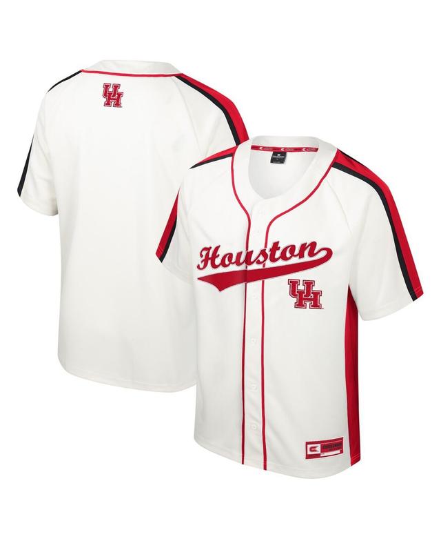 Mens Colosseum Cream Distressed Houston Cougars Ruth Button-Up Baseball Jersey - Cream Product Image