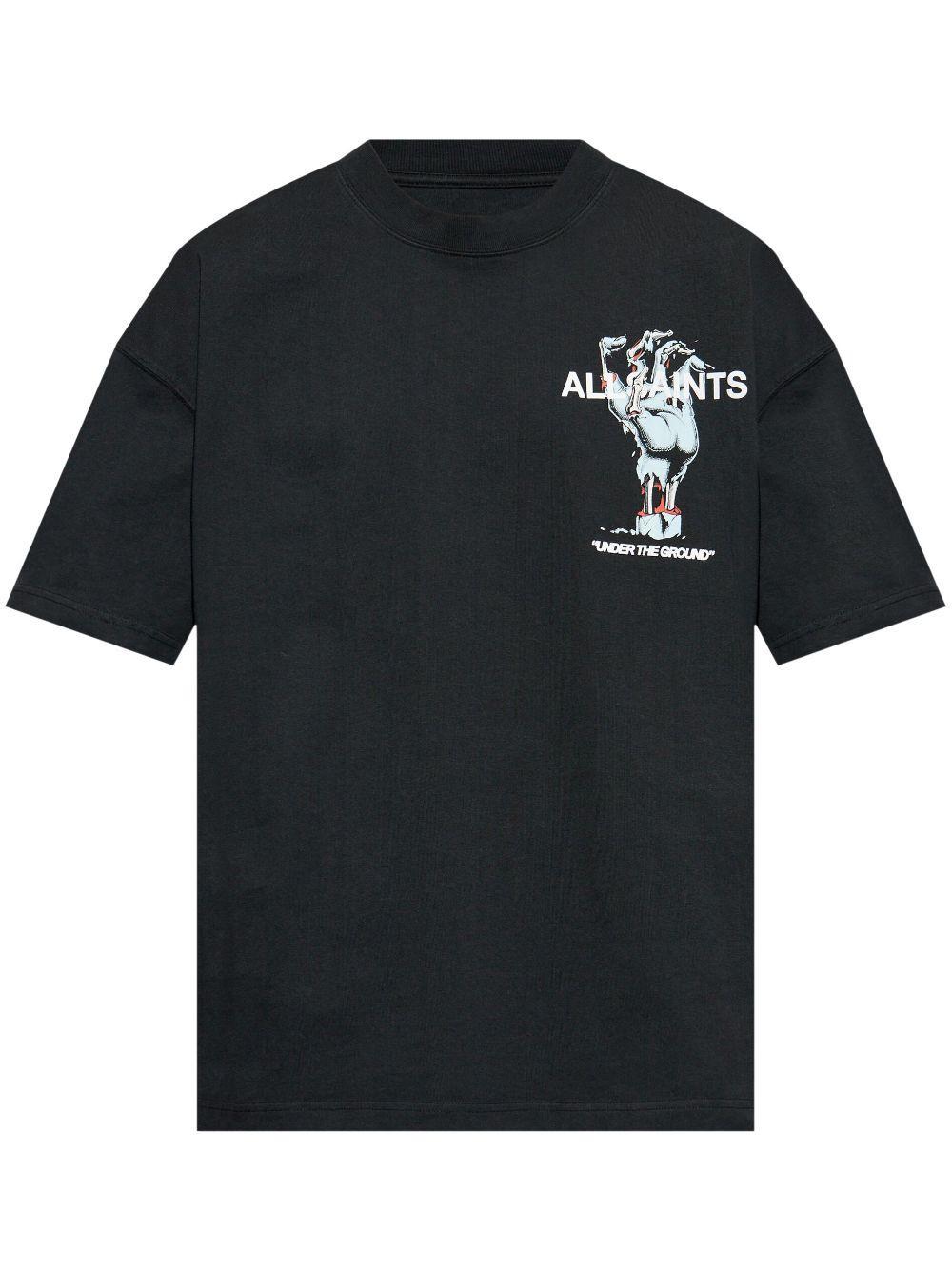 ALLSAINTS Undergang Graphic T-shirt In Washed Black Product Image