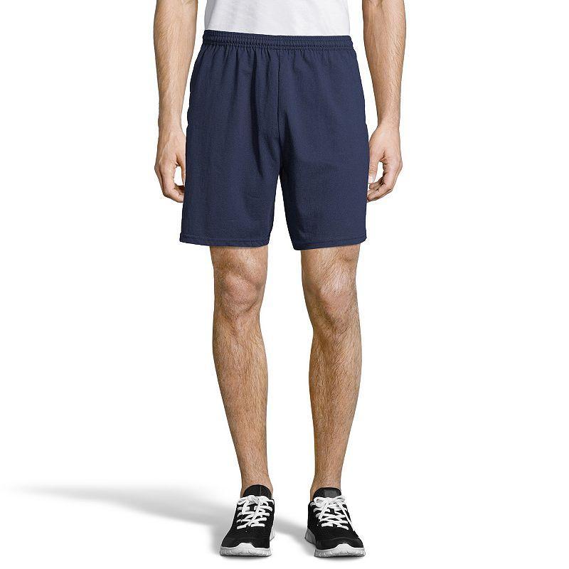 Mens Hanes ComfortSoft Jersey Pocket Shorts Grey Heather Product Image