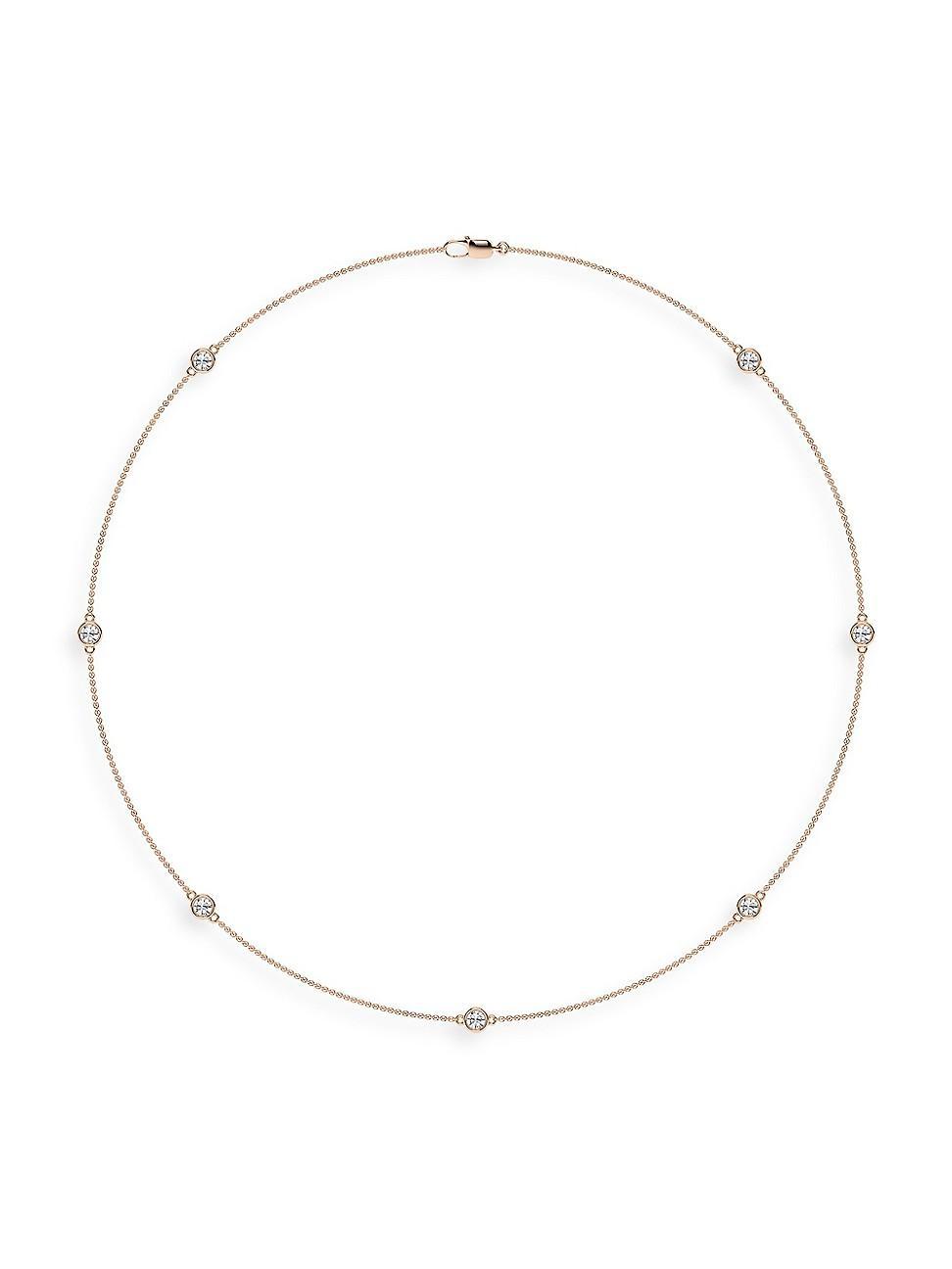 Womens 14K Rose Gold & Lab-Grown Diamond Station Necklace/0.70-2.10 TCW Product Image