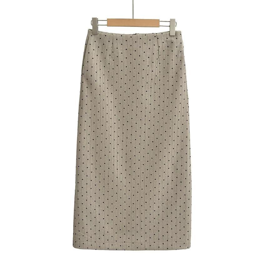 High Waist Dotted Midi A-Line Skirt Product Image