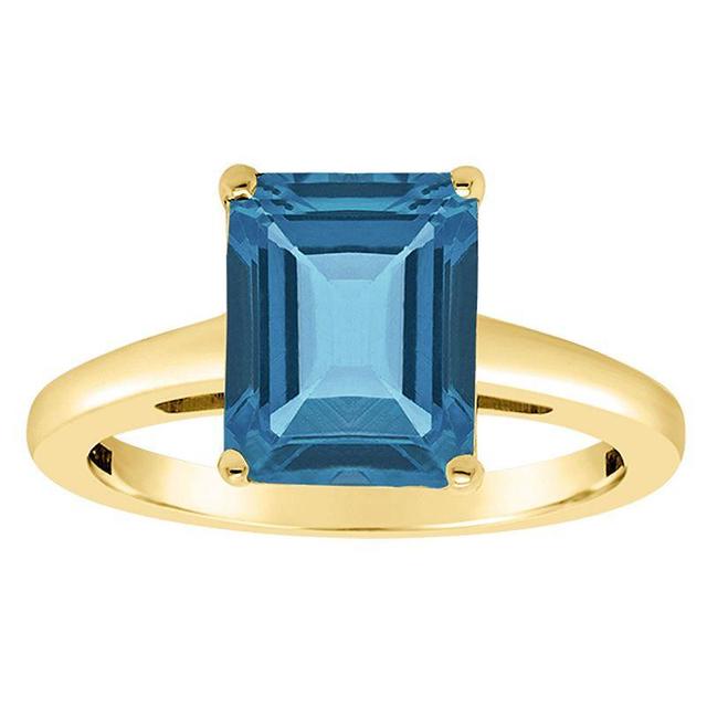 Alyson Layne 14k Gold Emerald Cut London Blue Topaz Solitaire Ring, Womens Product Image