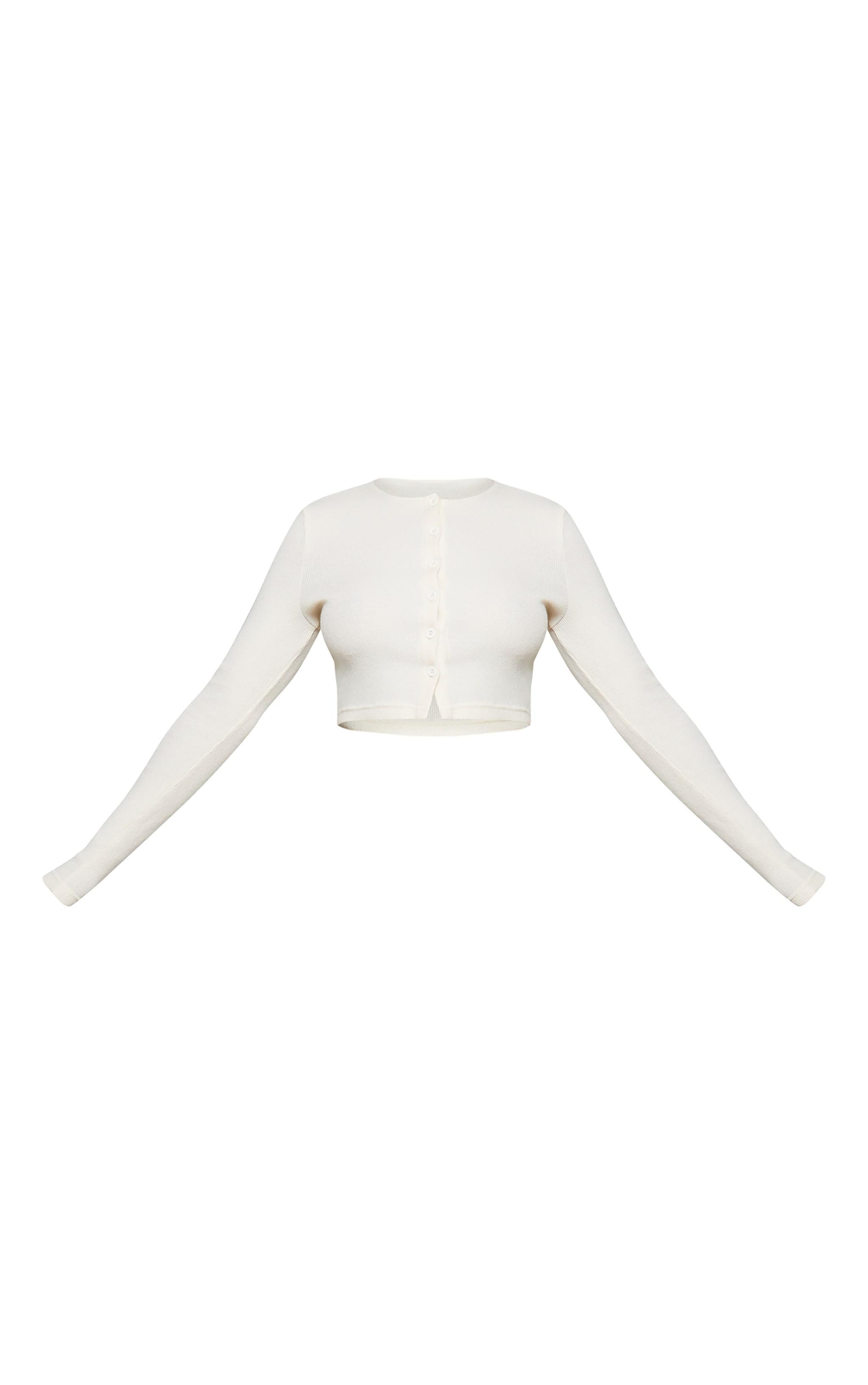 Cream Brushed Rib Button Front Cardigan Product Image