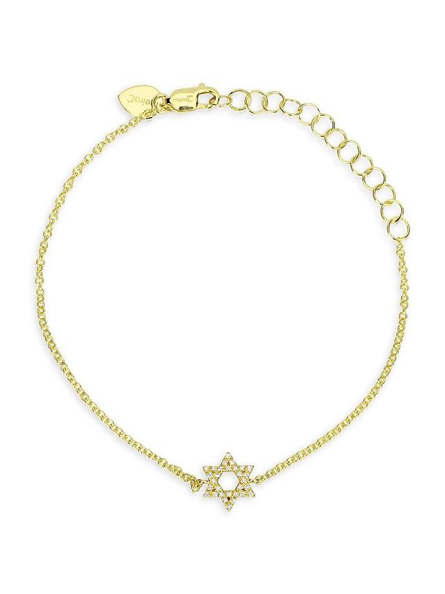 Womens Star Of David 14K Gold & Diamond Bracelet Product Image