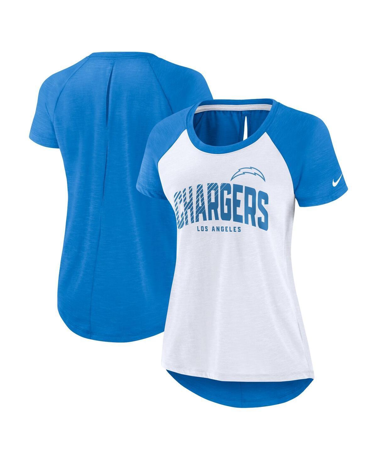 Womens Nike /Heather Powder Blue Los Angeles Chargers Back Cutout Raglan T-Shirt Product Image