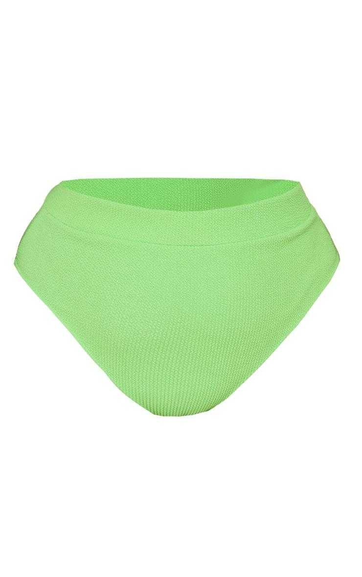 Plus Bright Green Crinkle High Waisted Bikini Bottoms Product Image