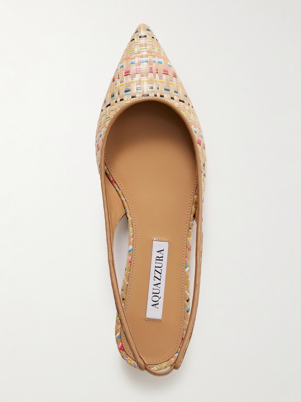 AQUAZZURA 50mm Purist Raffia Slingback Flats In Multi Product Image