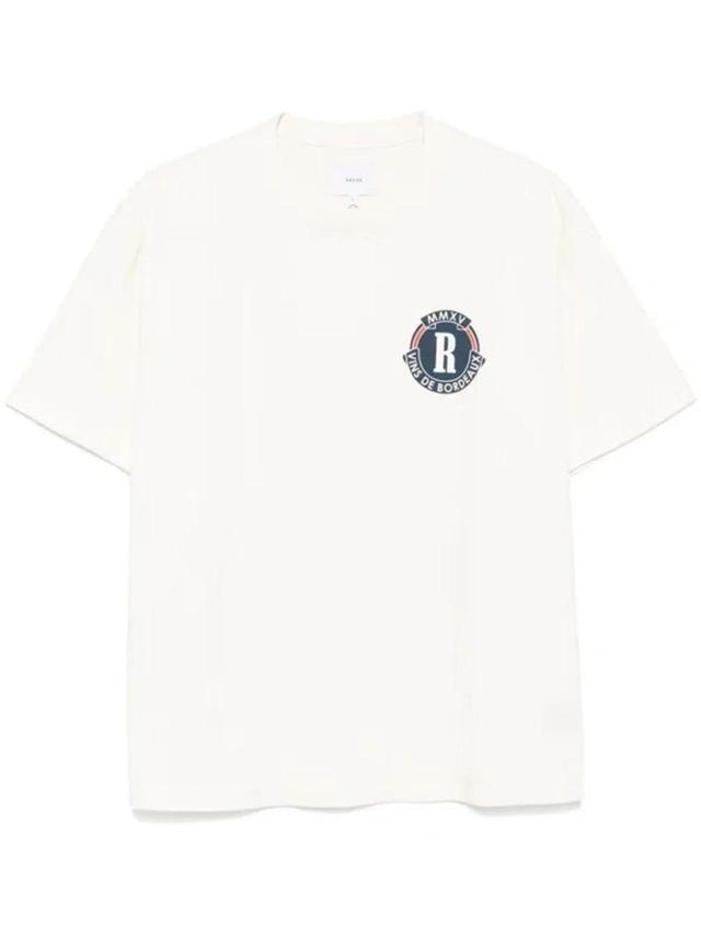 RHUDE Bordeaux Printed Cotton T-shirt In White Product Image