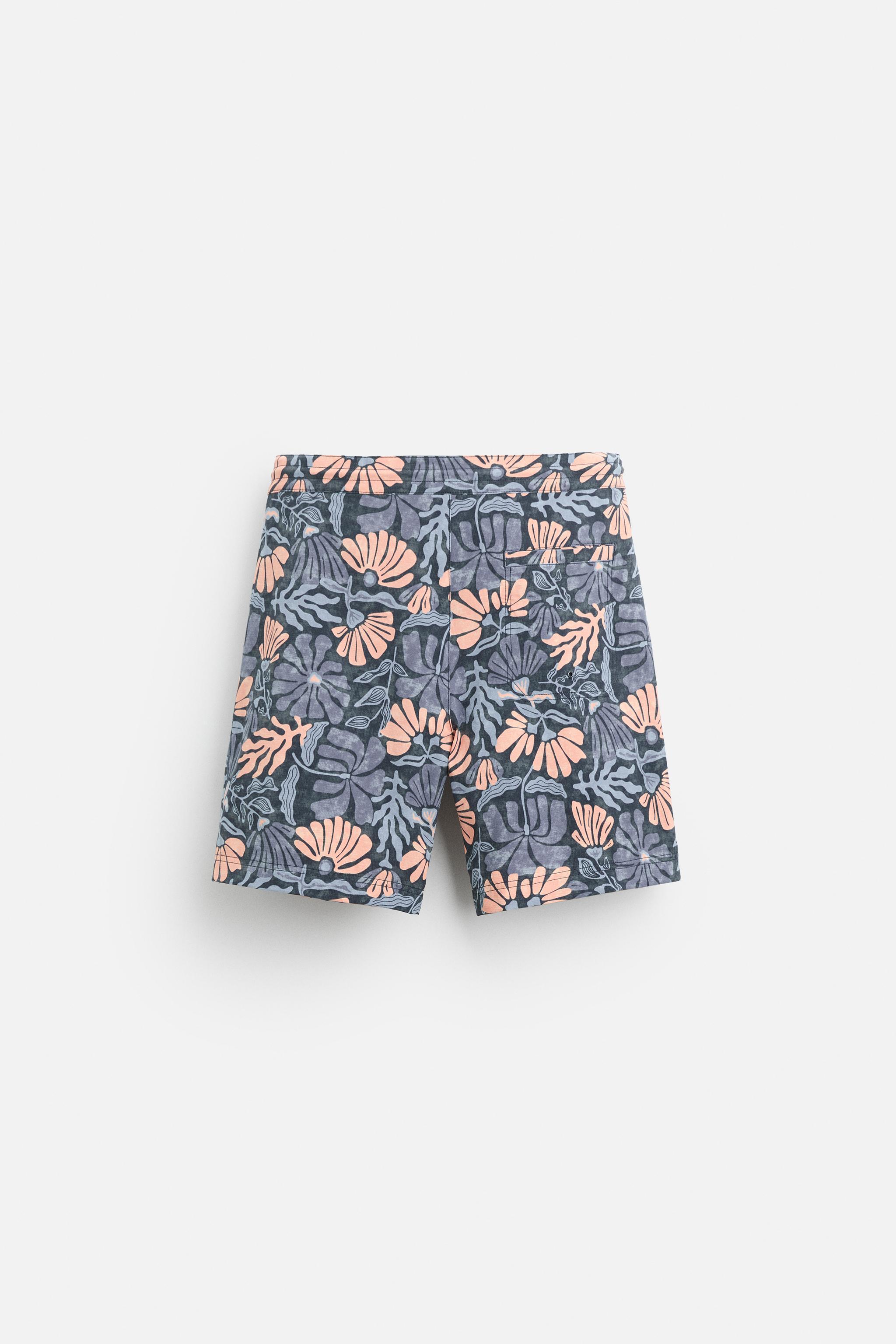 LONG ABSTRACT PRINTED SWIMMING TRUNKS Product Image