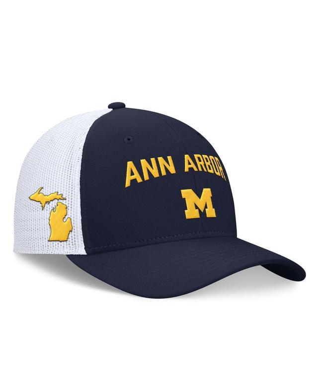 Jordan Mens Navy Michigan Wolverines Primetime Rise City Trucker Adjustable Hat - Navy, White Product Image