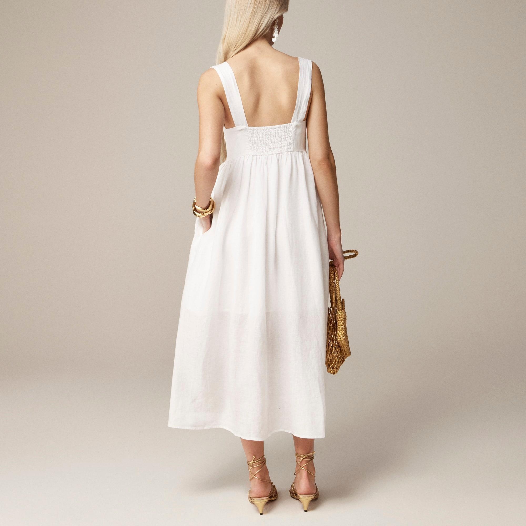 Squareneck midi dress in linen Product Image