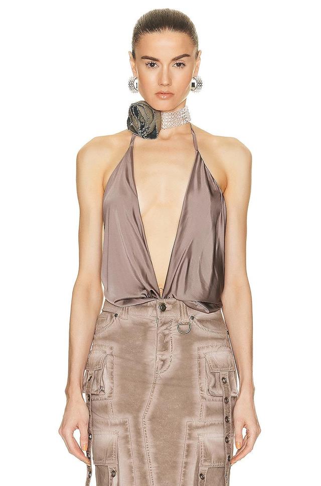 Blumarine Draped Bodysuit in Taupe Product Image