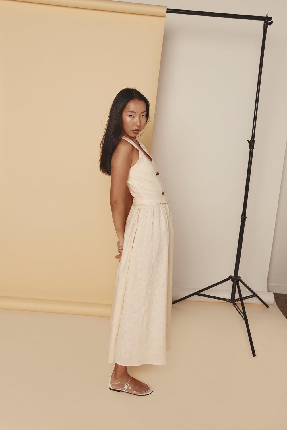 Emery Midi Dress Cream Product Image