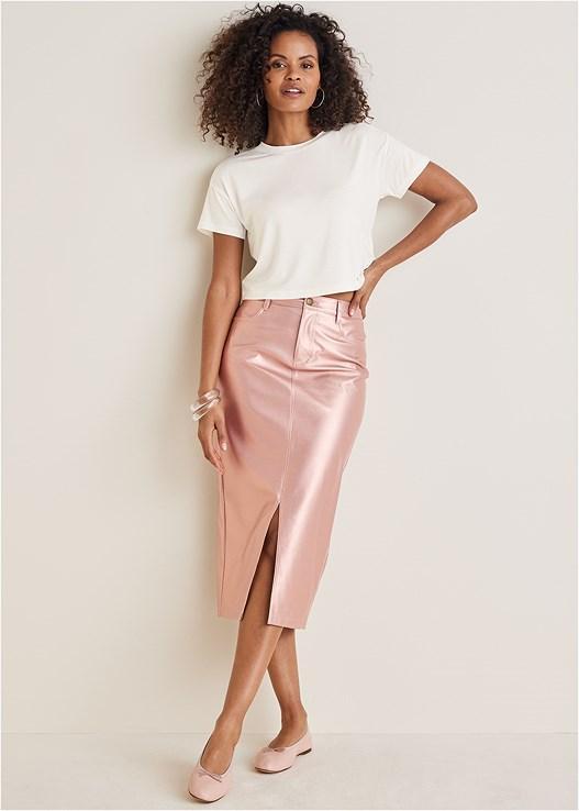 Faux Leather Midi Skirt product image