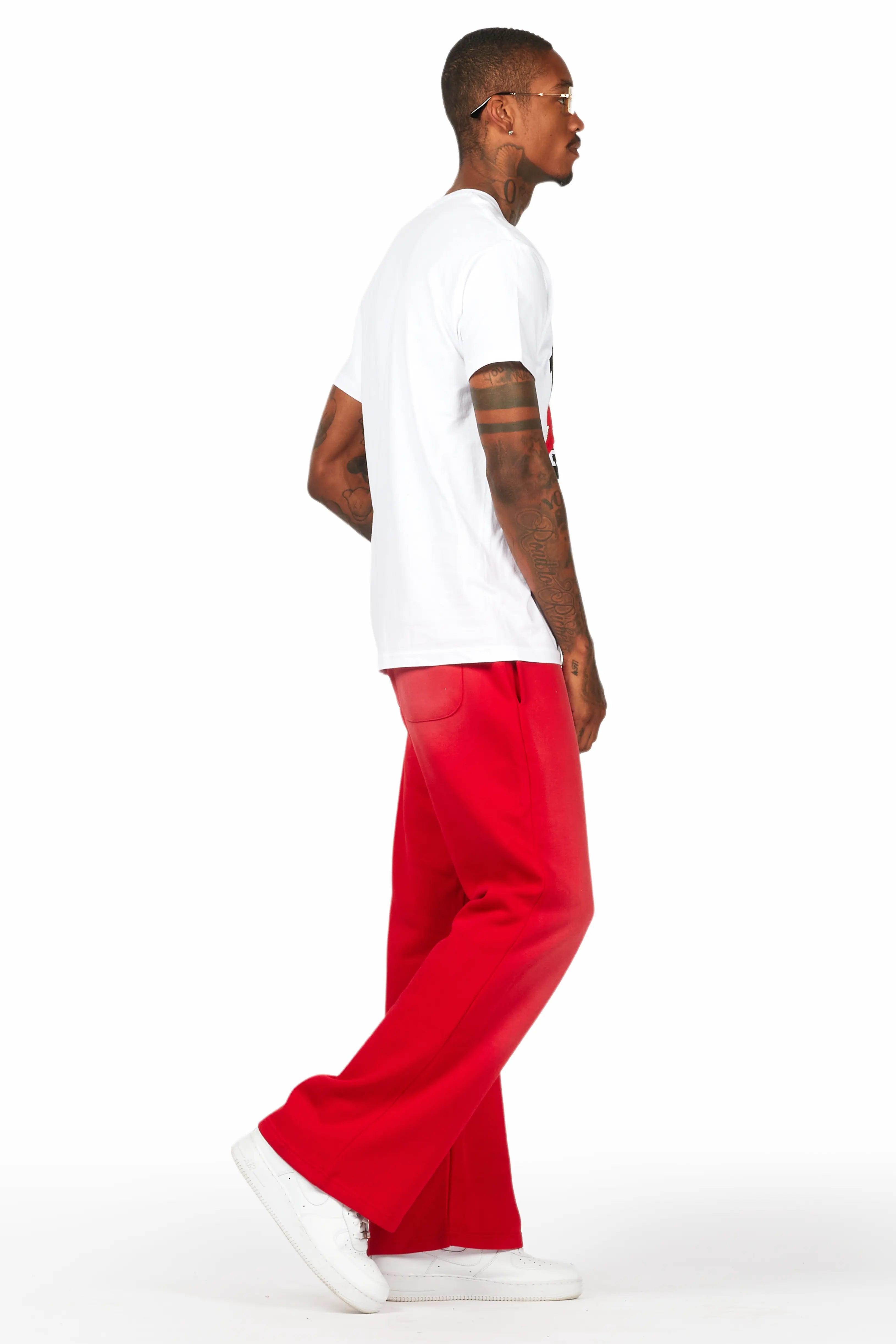 Mallor White/Red T-Shirt/Stacked Track Set Male Product Image