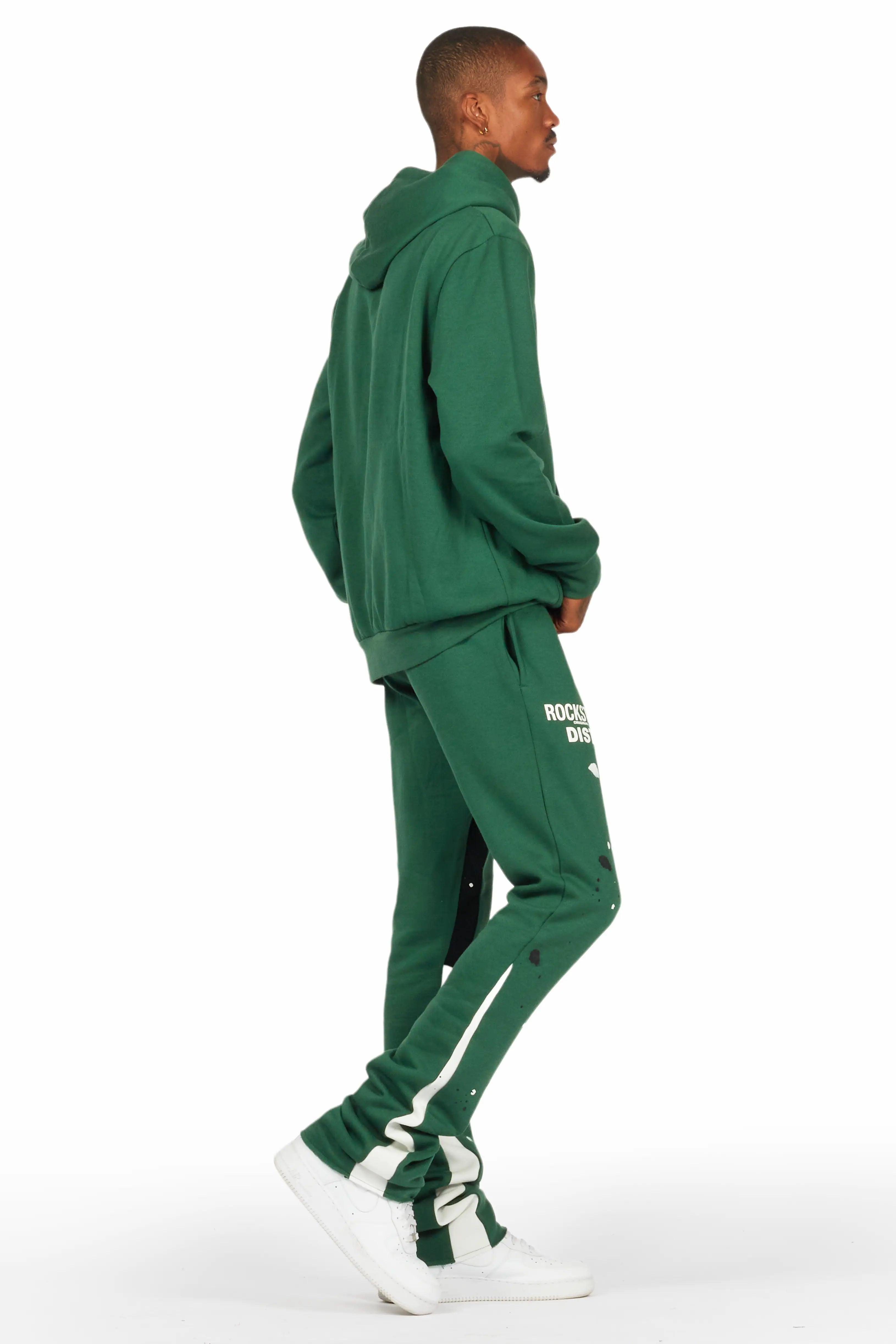 Jaco Green Hoodie Stacked Flare Pant Track Set Male Product Image