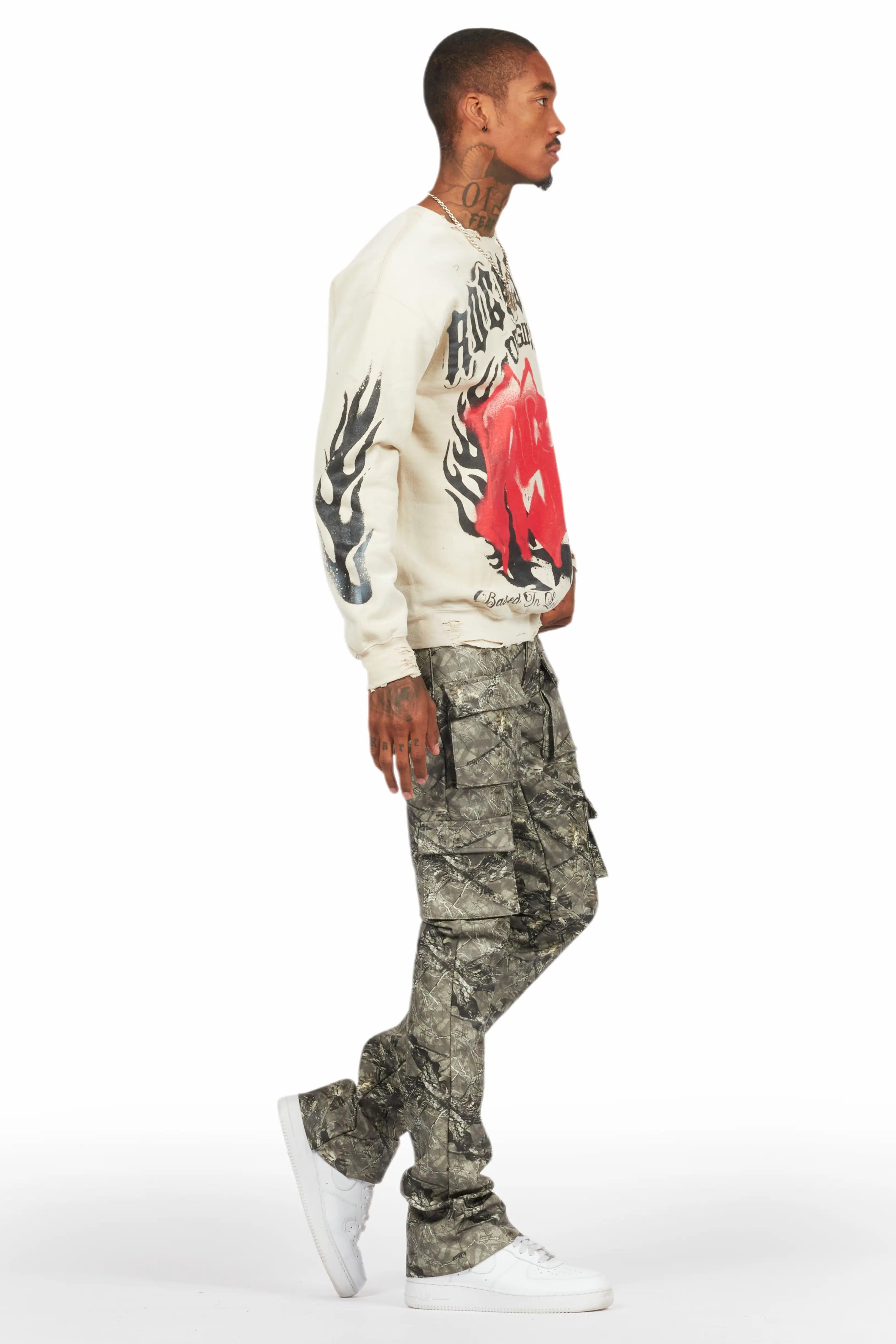 Khaza Tree Camo PU Leather Jean Male Product Image