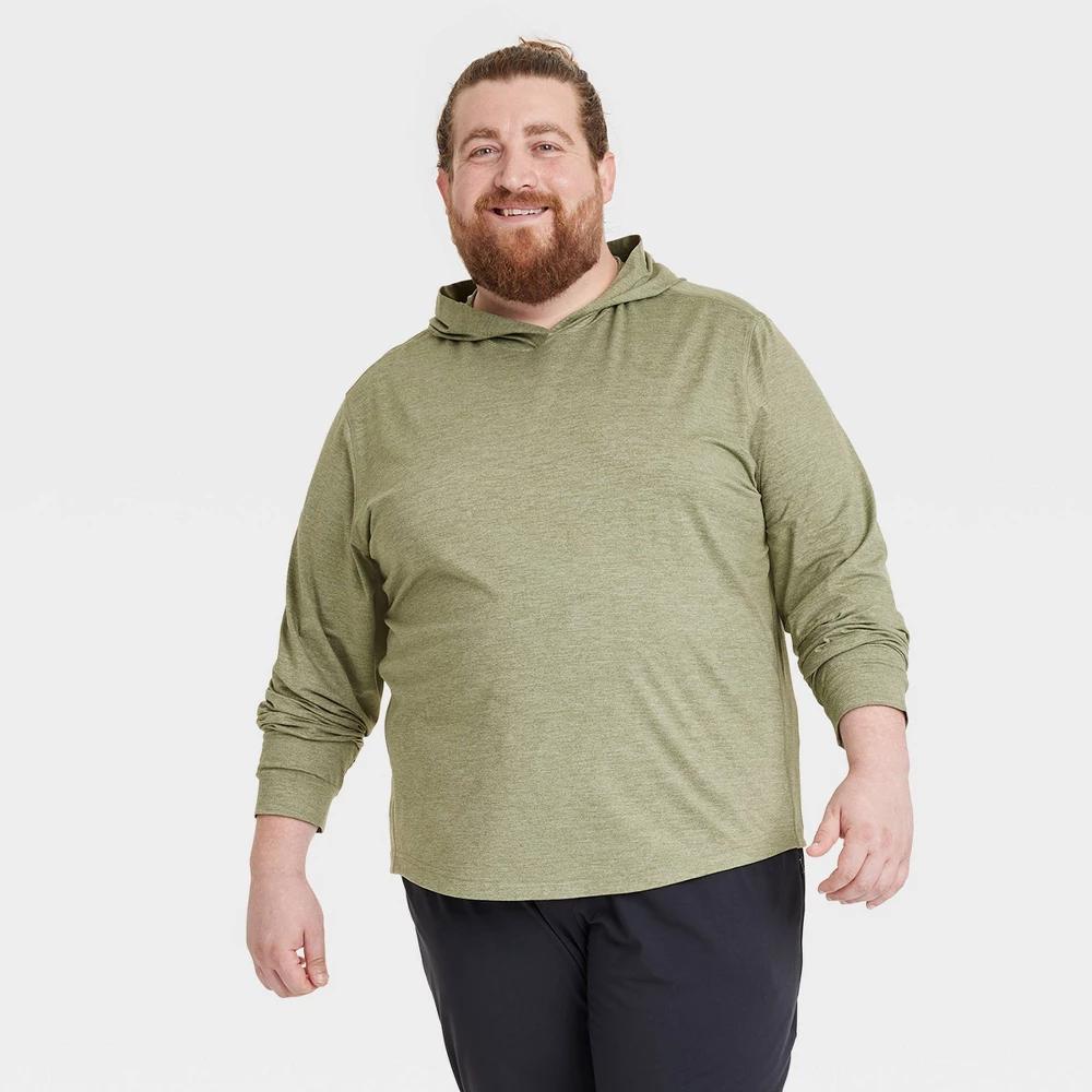 Mens Big Soft Stretch Hooded Long Sleeve Top - All In Motion Heathered 2XL Product Image