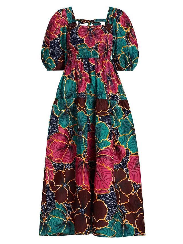 Womens Lola Floral Cotton Puff-Sleeve Maxi Dress Product Image