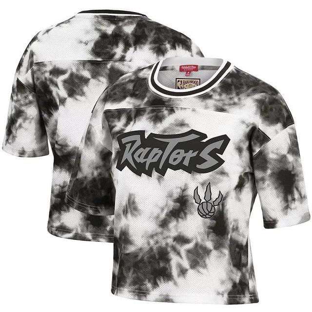 Womens Mitchell & Ness Black/White Toronto Raptors Hardwood Classics Tie-Dye Cropped T-Shirt Product Image