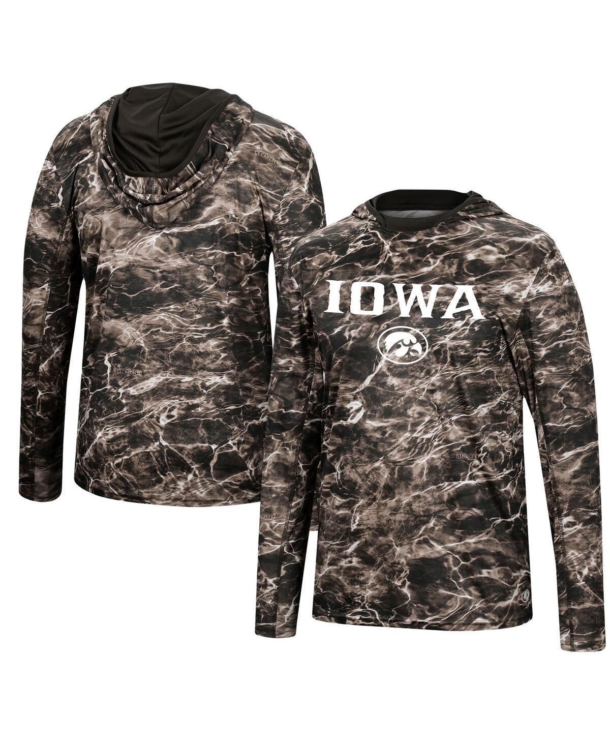 Mens Colosseum Black Iowa Hawkeyes Mossy Oak Spf 50 Performance Long Sleeve Hoodie T-shirt Product Image