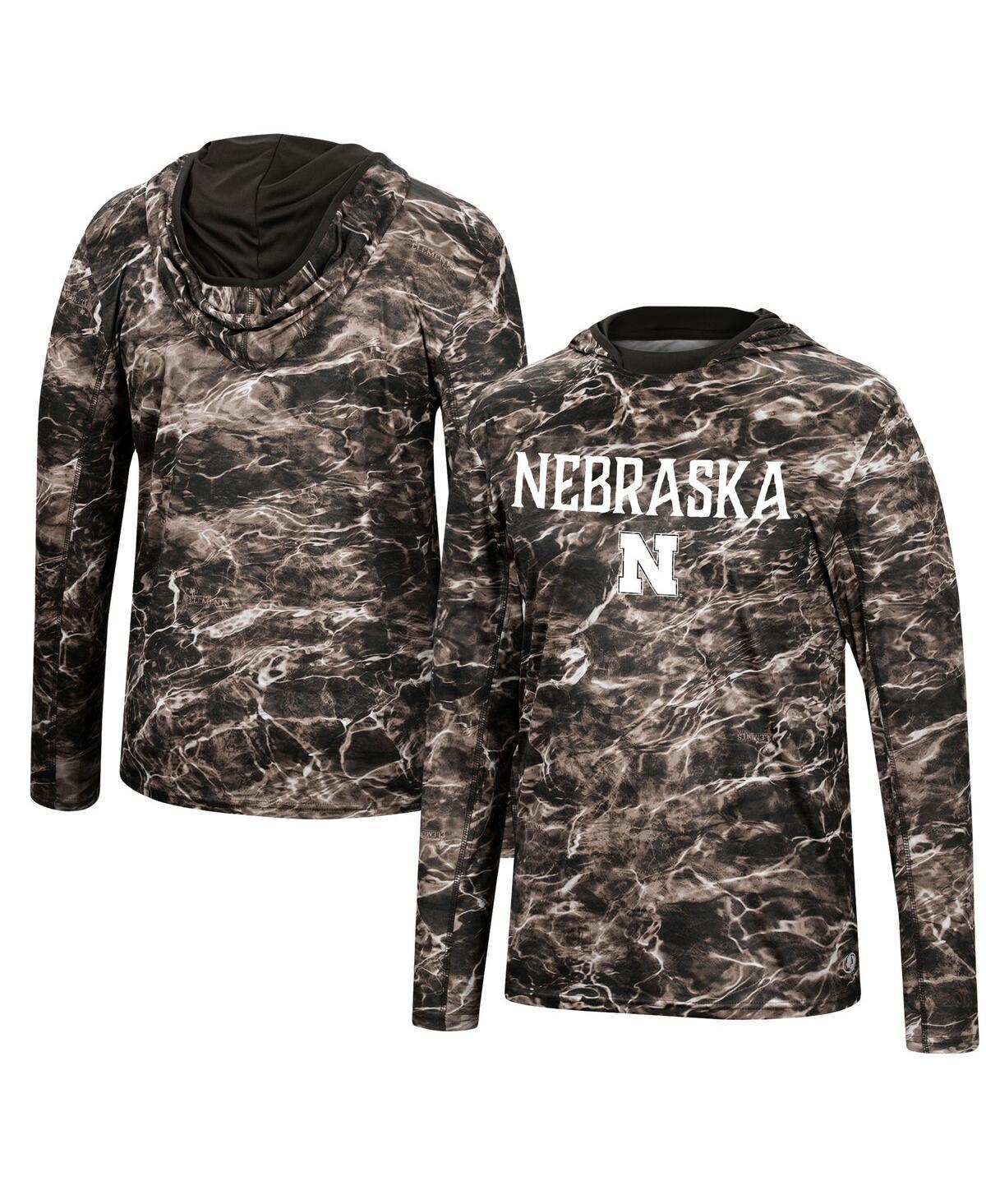 Mens Colosseum Black Iowa Hawkeyes Mossy Oak Spf 50 Performance Long Sleeve Hoodie T-shirt Product Image