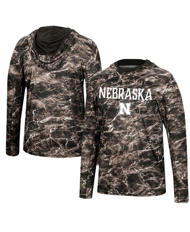 Mens Colosseum Black Iowa Hawkeyes Mossy Oak Spf 50 Performance Long Sleeve Hoodie T-shirt Product Image