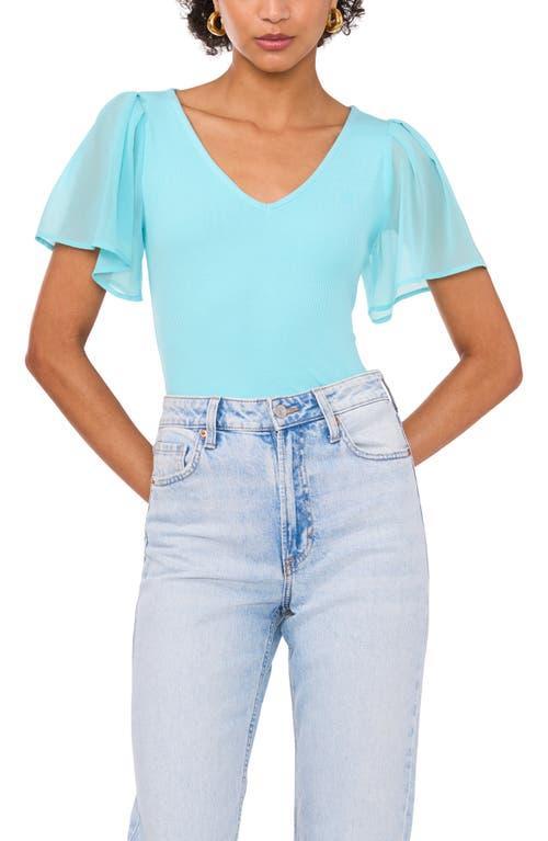 1.state Womens Flutter Short Sleeve V-Neck Knit Top Product Image