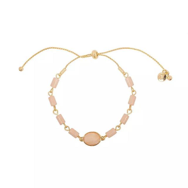 LC Lauren Conrad Gold Tone Pink Quartz Beaded Adjustable Bracelet, Womens Product Image