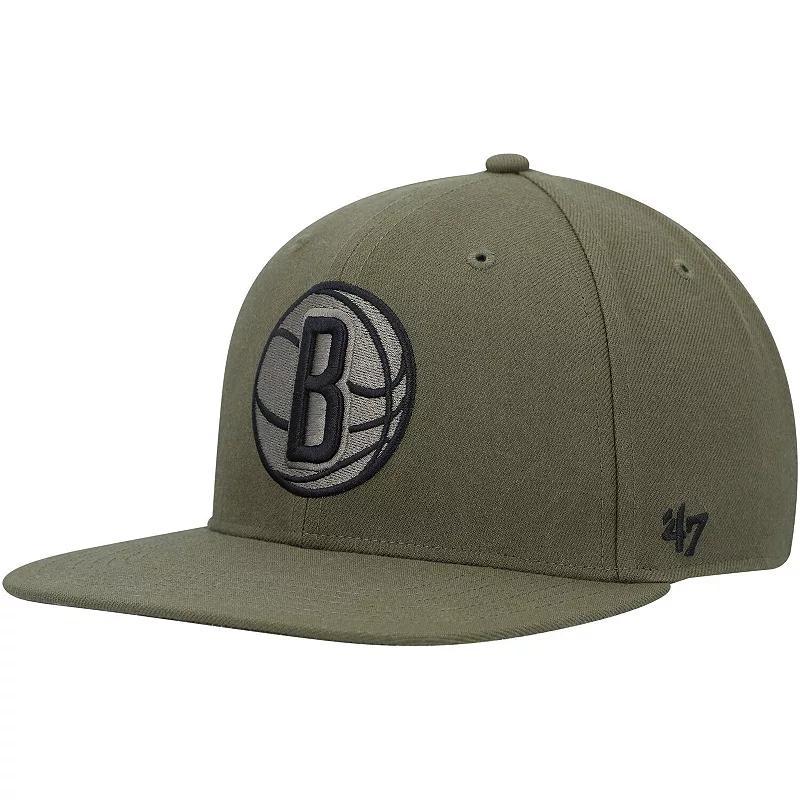 Mens 47 Olive Brooklyn Nets Ballpark Camo Captain Snapback Hat Product Image