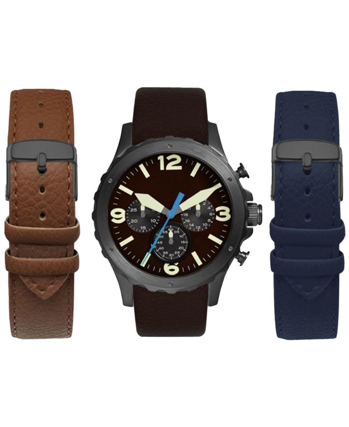 American Exchange Mens Chronograph Interchangeable Strap Watch 45mm Gift Set Product Image