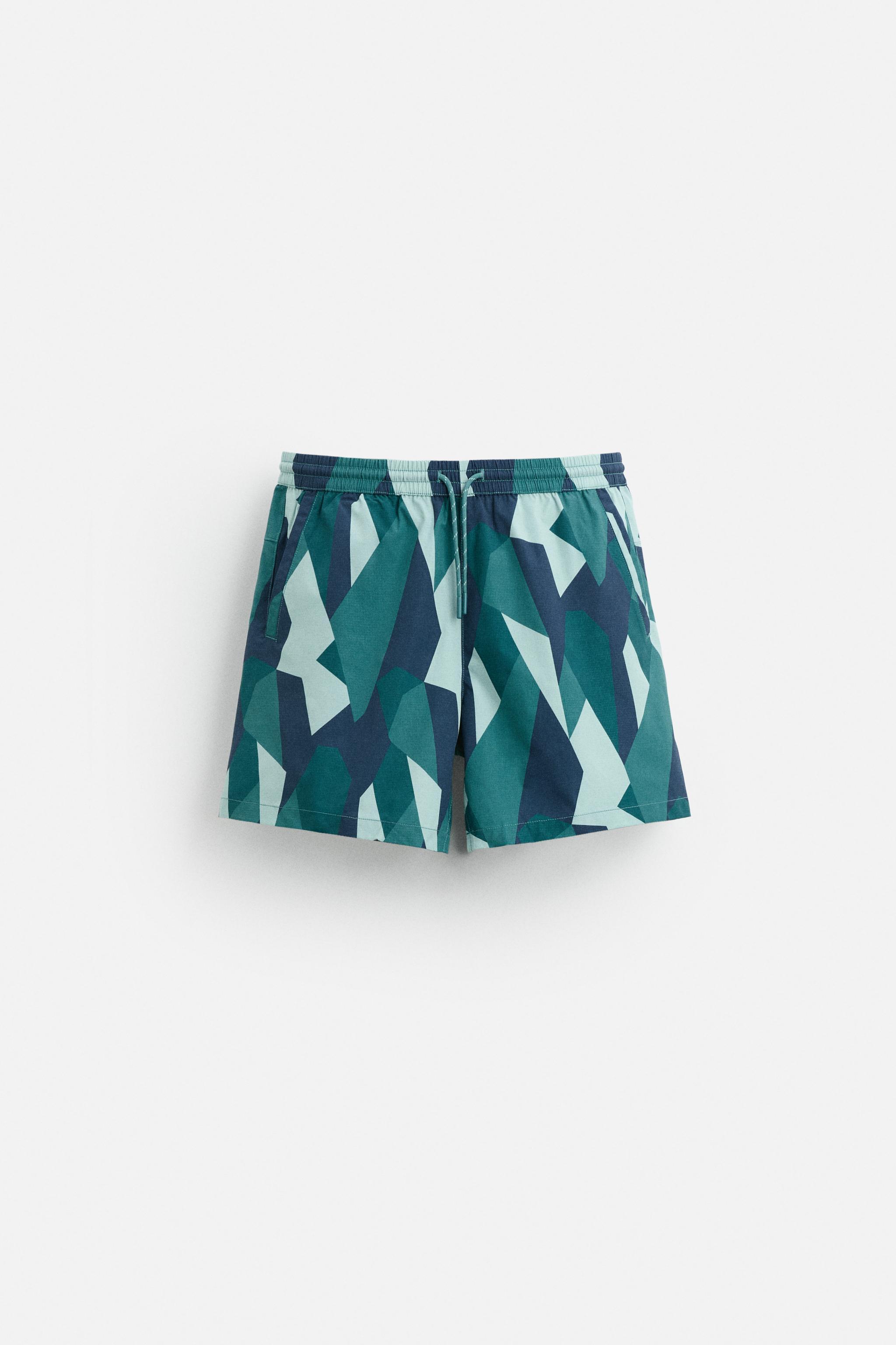 LONG ABSTRACT PRINTED SWIMMING TRUNKS Product Image