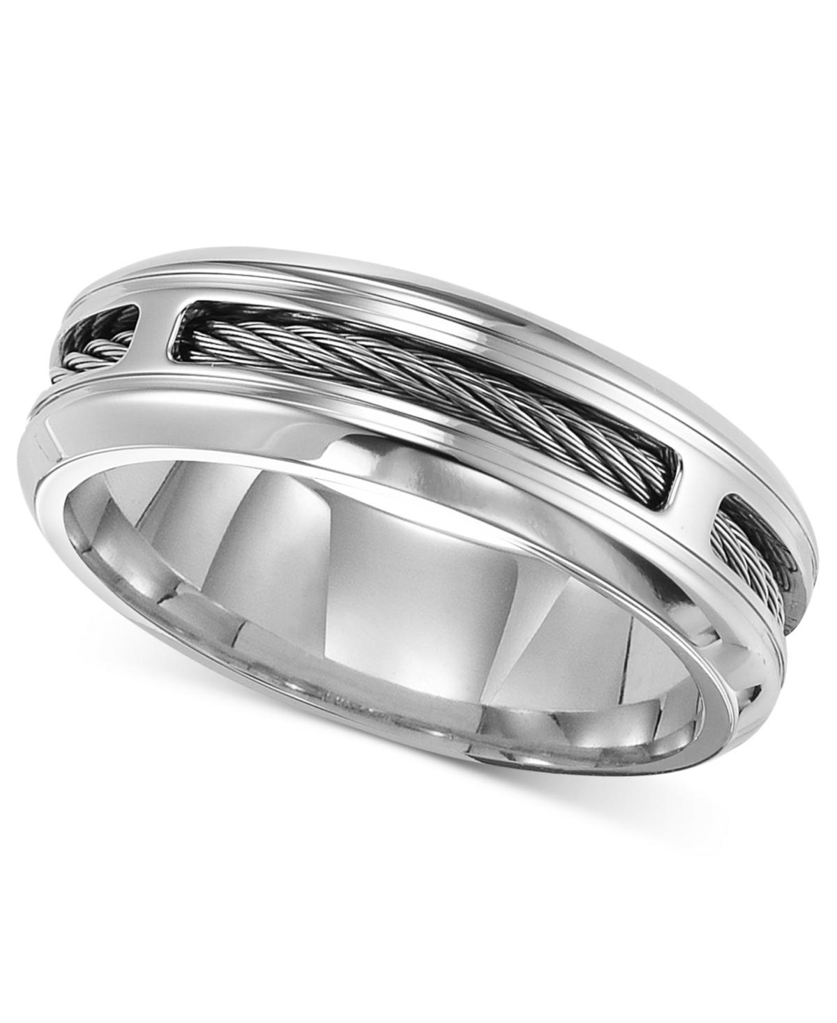 Triton Mens Stainless Steel Ring, Comfort Fit Cable Wedding Band Product Image