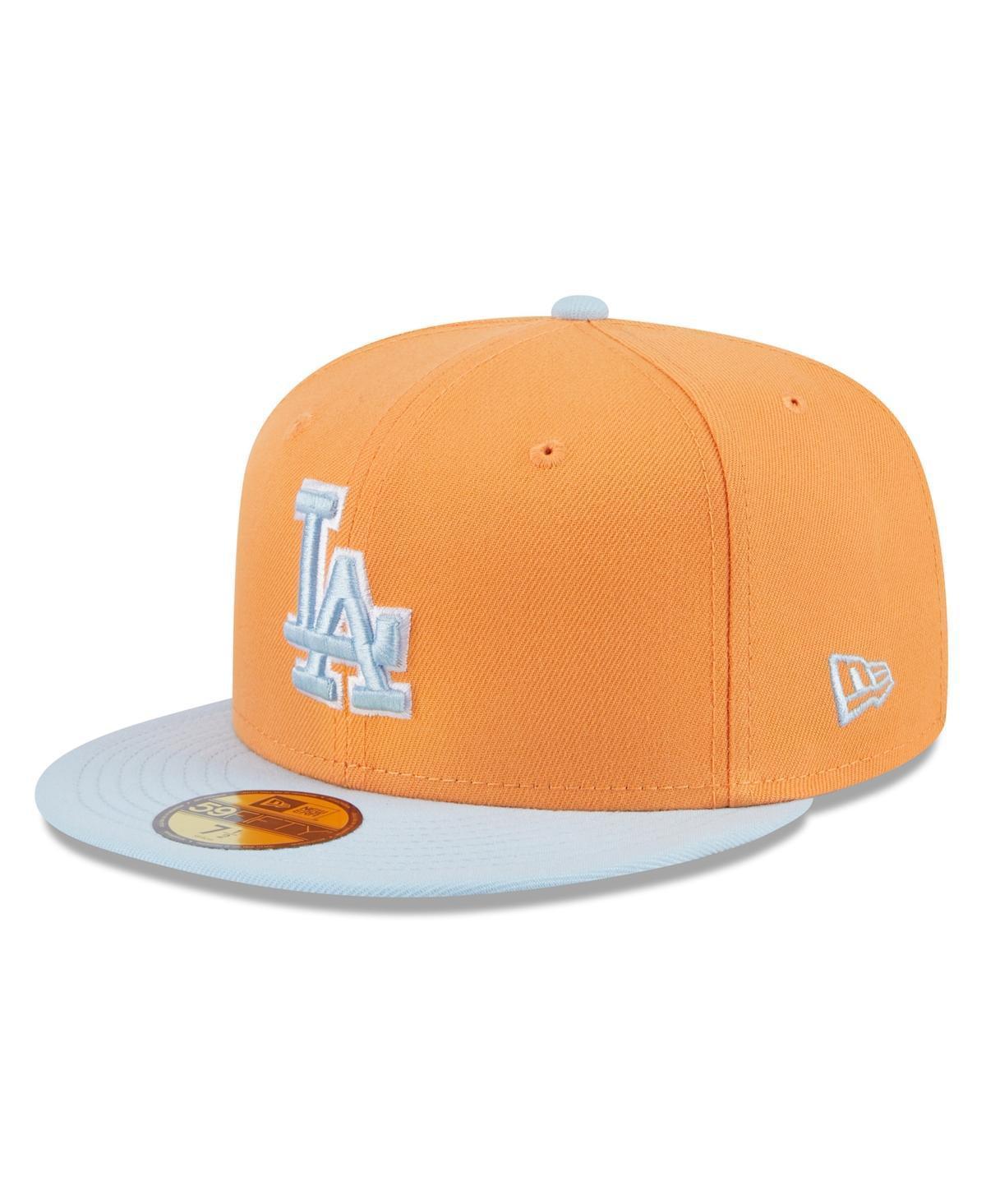 Mens New Era Orange/Light Blue Los Angeles Dodgers Spring Color Basic Two-Tone 59FIFTY Fitted Hat Product Image