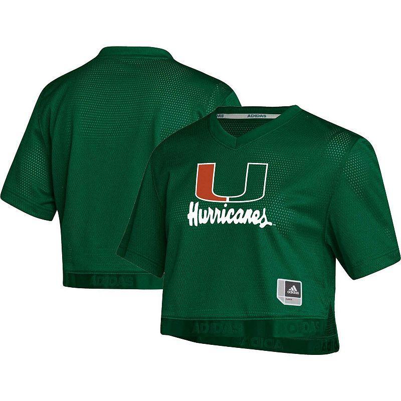 Womens adidas Miami Hurricanes Primegreen V-Neck Cropped Jersey Product Image