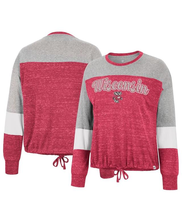 Womens Colosseum Red Wisconsin Badgers Joanna Tie Front Long Sleeve T-shirt Product Image