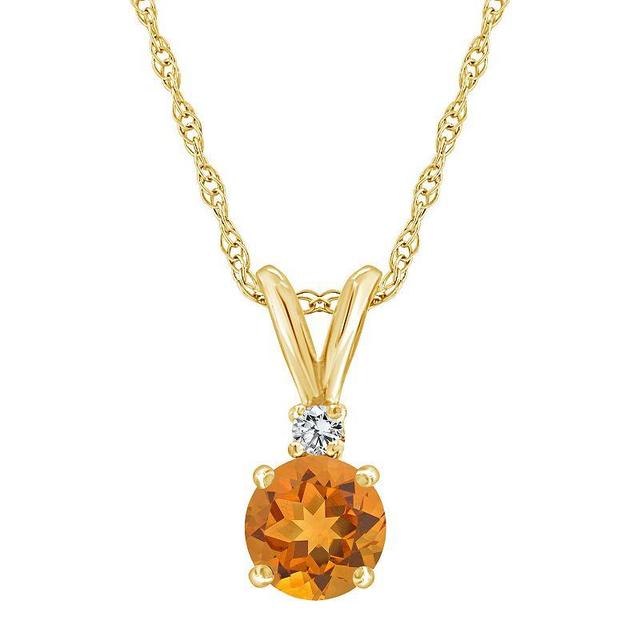 Celebration Gems 14k Gold Citrine & Diamond Accent Pendant Necklace, Womens 14k Whgold Product Image