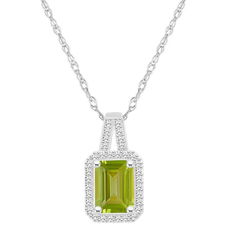 Amethyst (1-5/8 ct. t.w.) & Diamond (1/6 ct. t.w.) Halo 18 Pendant Necklace in Sterling Silver (Also in Citrine Peridot, & Blue Topaz) - Gar Product Image