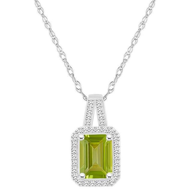 Amethyst (1-5/8 ct. t.w.) & Diamond (1/6 ct. t.w.) Halo 18 Pendant Necklace in Sterling Silver (Also in Citrine Peridot, & Blue Topaz) - Gar Product Image