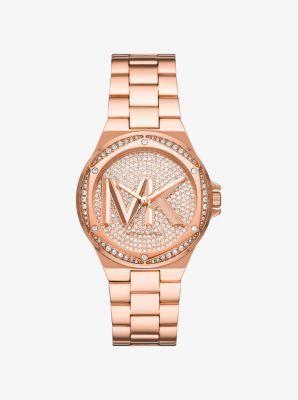 Michael Kors Womens Lennox Three Hand Gold-Tone Stainless Steel Bracelet Watch 37mm Product Image