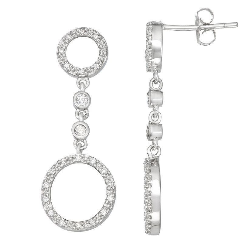 10k White Gold 1/4 Carat T.W. Diamond Circle Drop Earrings, Womens Product Image