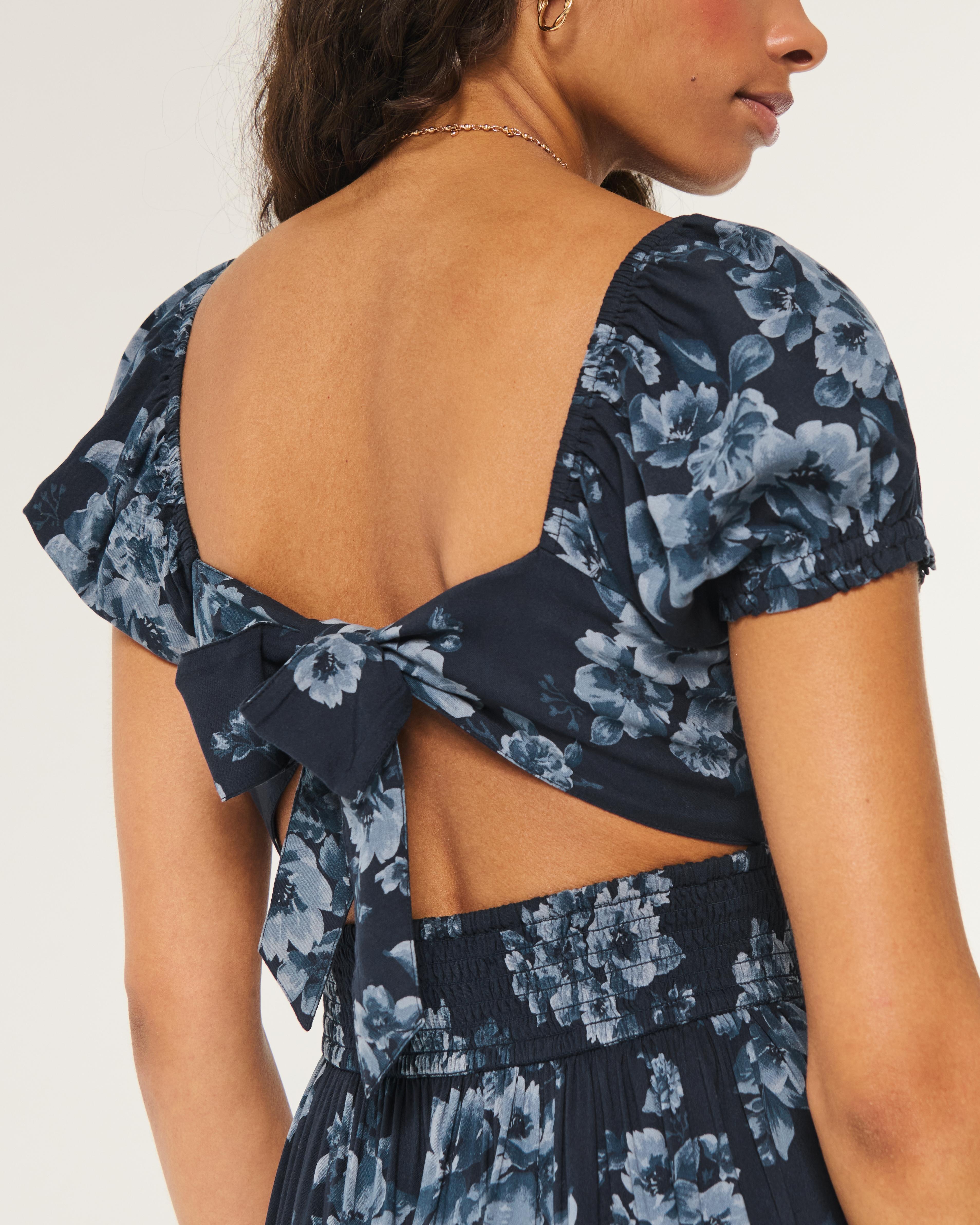 Hollister Saidie Short-Sleeve Tie-Back Midi Dress Product Image