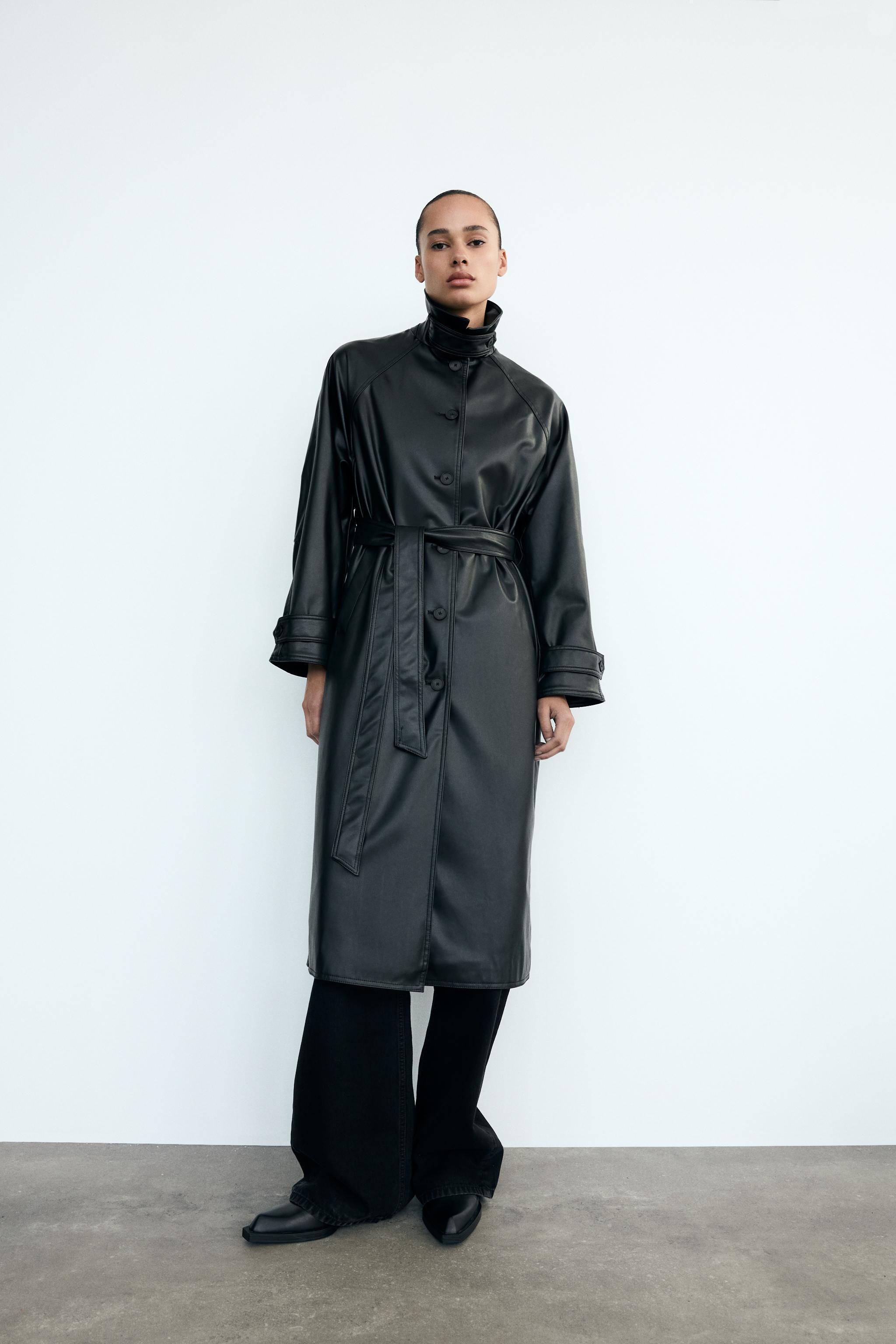 FAUX LEATHER TRENCH COAT Product Image