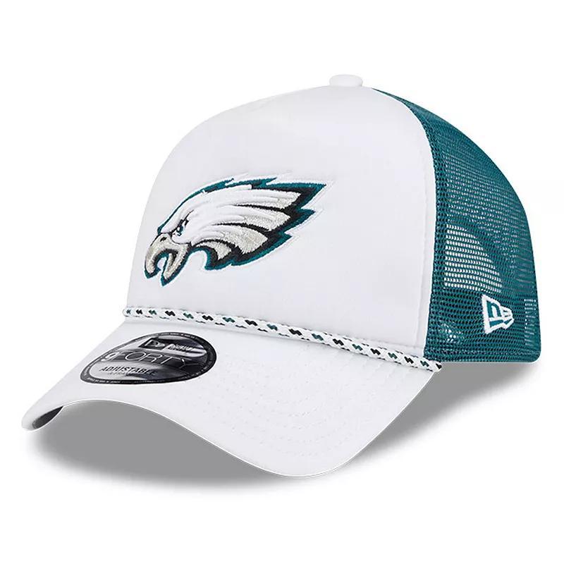 Mens New Era /Green Philadelphia Eagles Court Sport Foam Front A-Frame 9FORTY Adjustable Trucker Hat Product Image