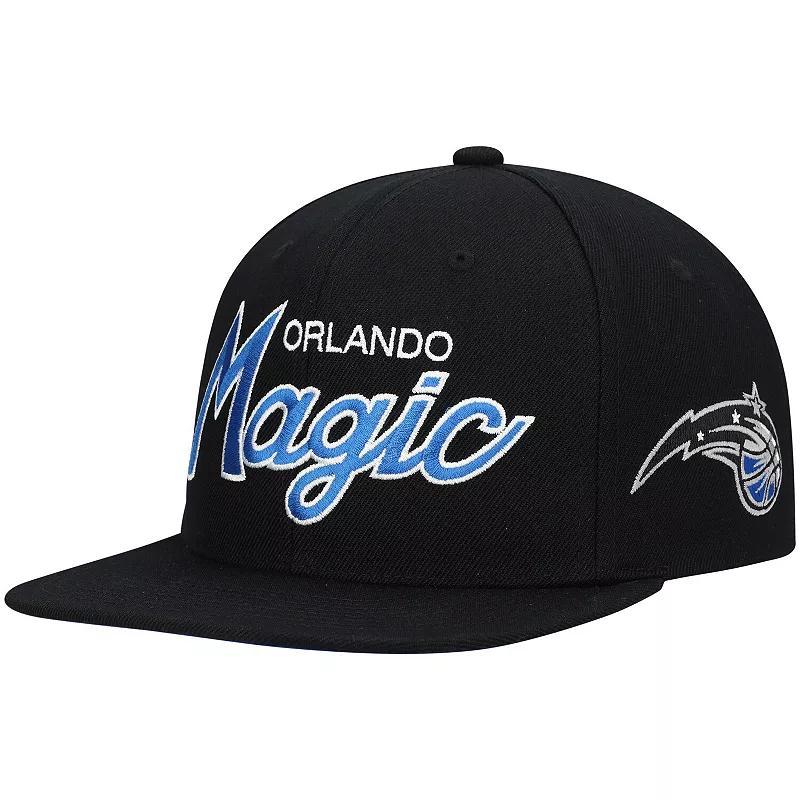 Mens Mitchell & Ness Black Orlando Magic Hardwood Classics Script 2.0 Snapback Hat Product Image