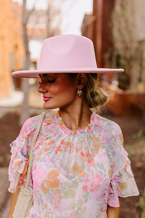 Chic and Charm Felt Fedora in Light Pink Product Image