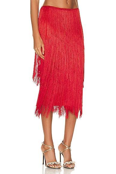 TOM FORD Fringe Pencil Skirt Red. (also in ). Product Image